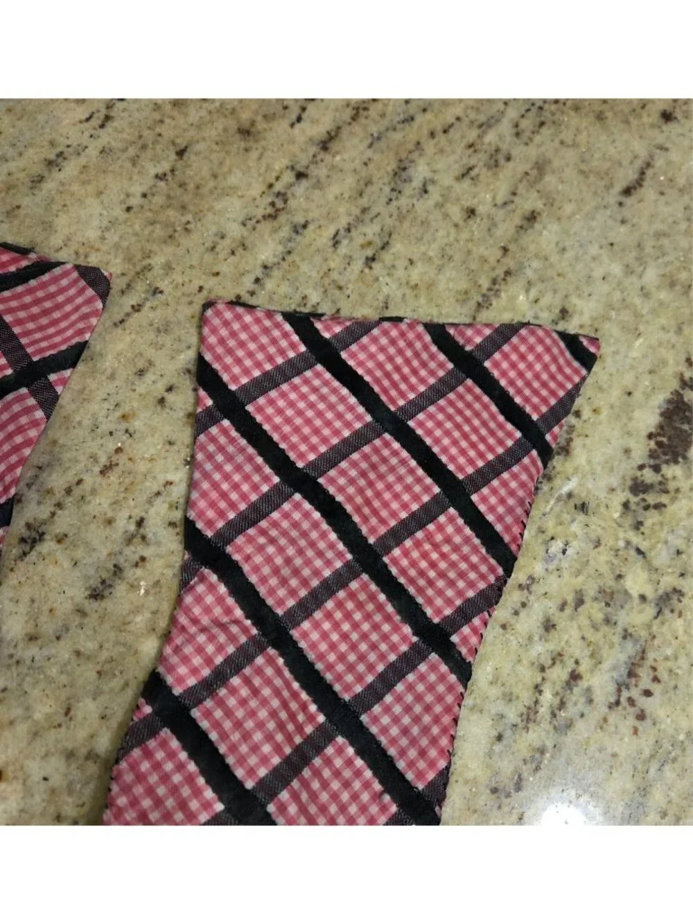 Vintage Womens Size L Pink Black Plaid Stretch Gloves Stretch *Hole Pinup